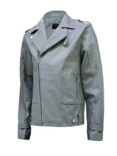 Mens Grey Lapel Style Biker Leather Jacket